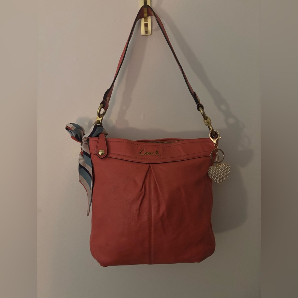 Coach Coral Shoulder Bag with Heart Charm